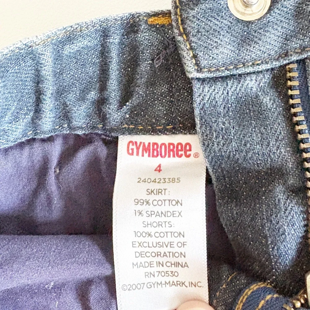 Gymboree Girls Y2K Vintage Denim Ruffle Kitten Coquette Jean Skort Size 4